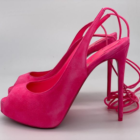 Christian Louboutin LACE UP NVP 120 Suede Platform Heels Sandals Shoes - Picture 9 of 14